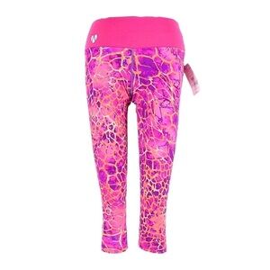 Mohiku Hawaii Hannah Yoga Capri Leggings S NWT Pink Abstract Animal Print UPF